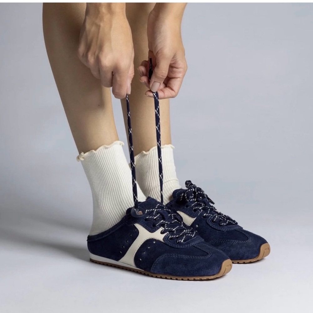 Larroude Stella Navy and Cream Sneakers Mules